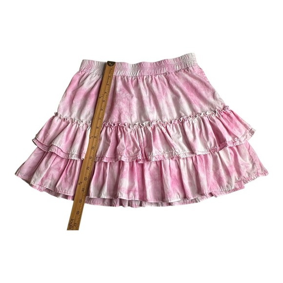 GENERATION LOVE - Size S- Women's Pink Athena Tie Dye Cotton Tiered Mini Skirt - Picture 5 of 12